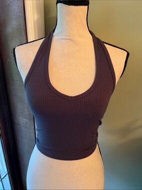 Tilly's Navy Ribbed Halter Crop Top